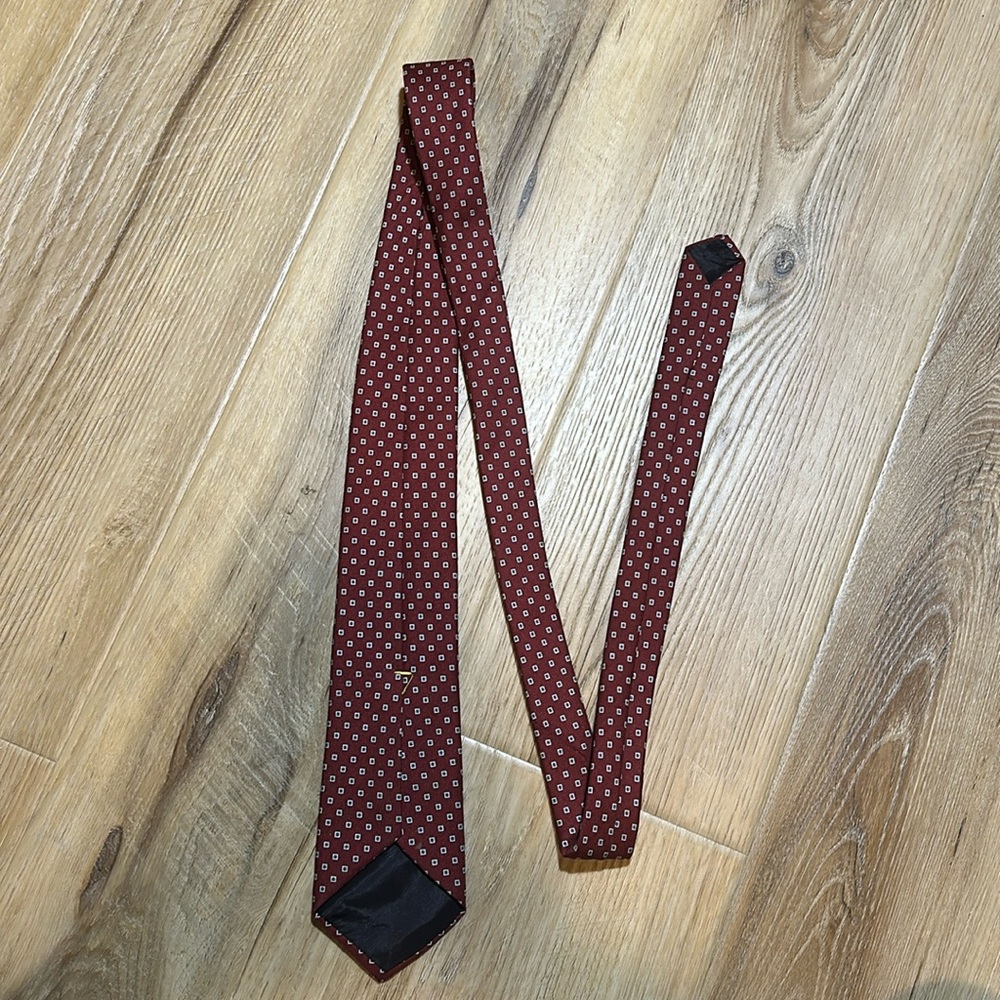 Maroon Tie with blue and red squares